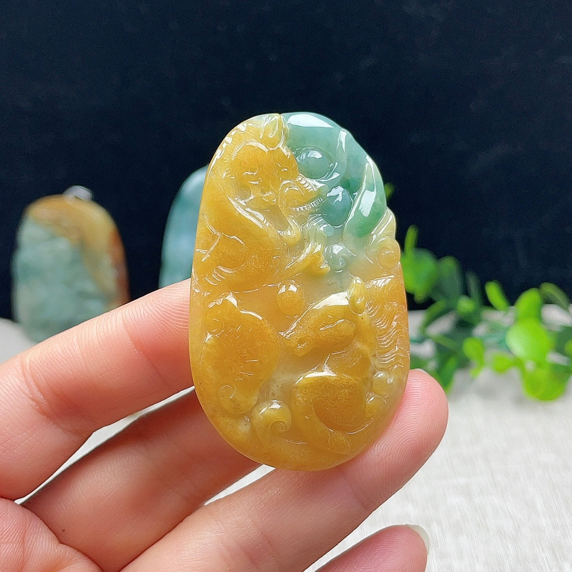 Natural Burmese Jade Dragon Horse Spirit Jade Pendant