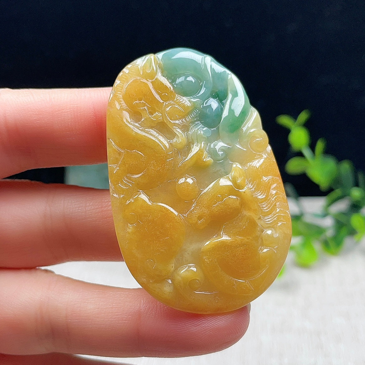 Natural Burmese Jade Dragon Horse Spirit Jade Pendant