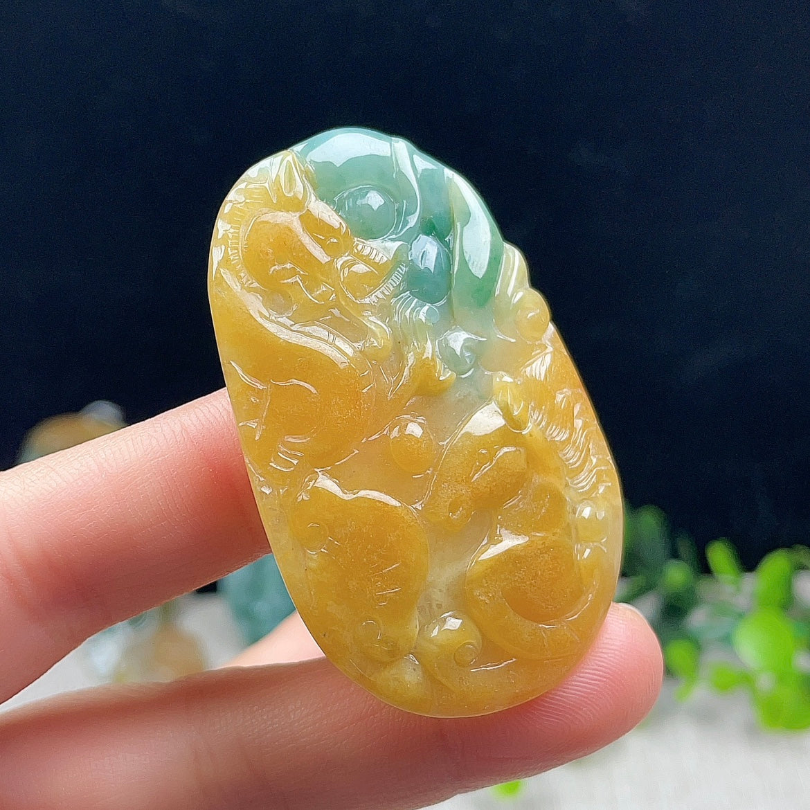 Natural Burmese Jade Dragon Horse Spirit Jade Pendant