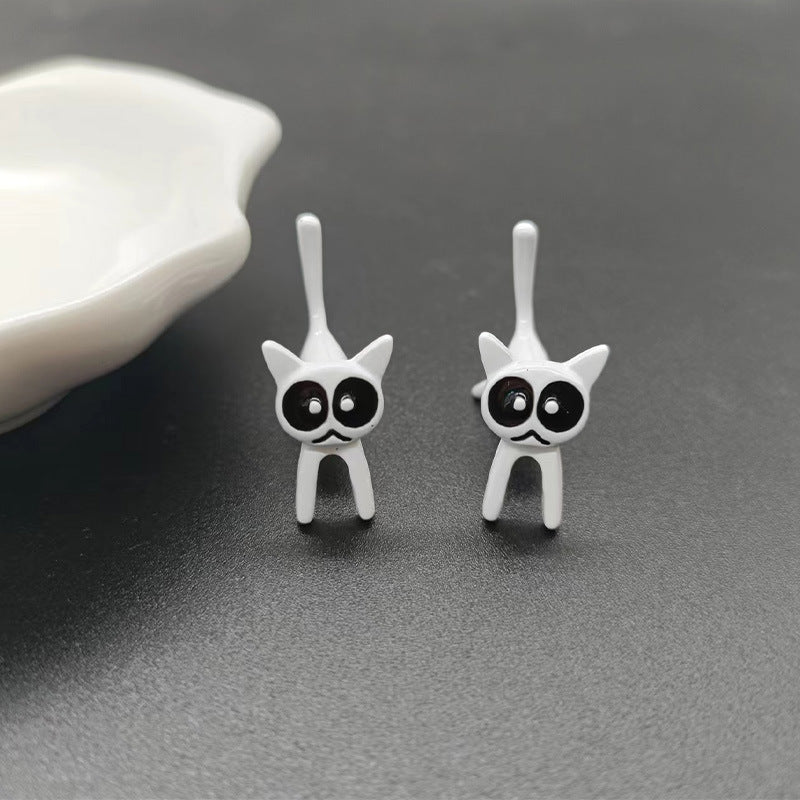 New Cute Elf Cat Cartoon Earrings - Simple Geometric Design