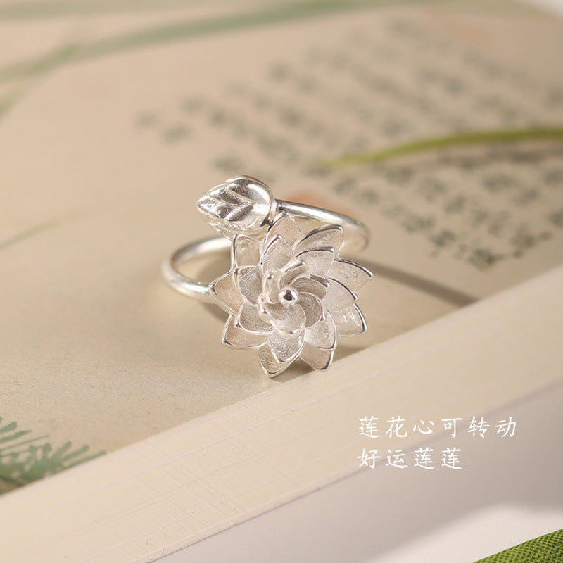 Lotus Purity Ring - Elegant Lotus Flower Adjustable Ring with Minimalist Design