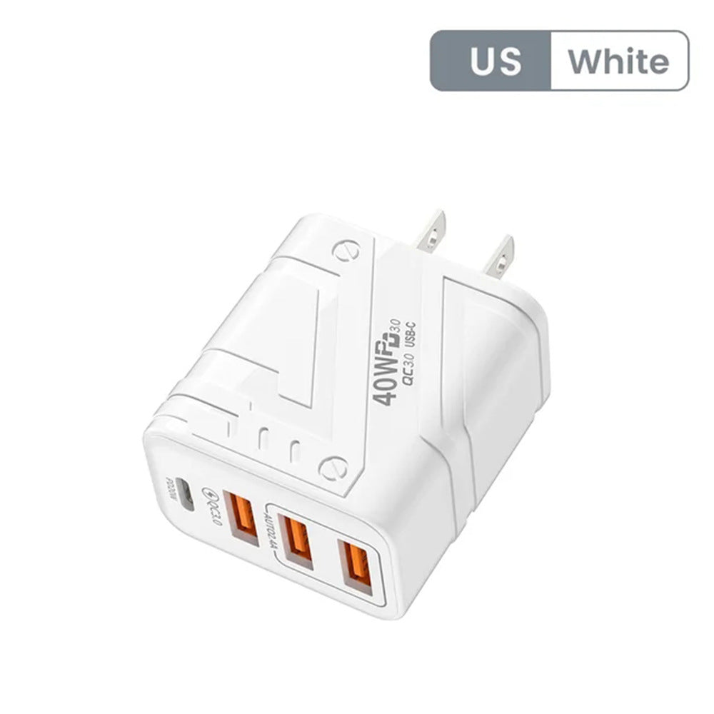 Mecha-Style Multi-Port Phone Charger - 5V 2A Adapter for Android & Apple Devices, EU/US/UK Plug