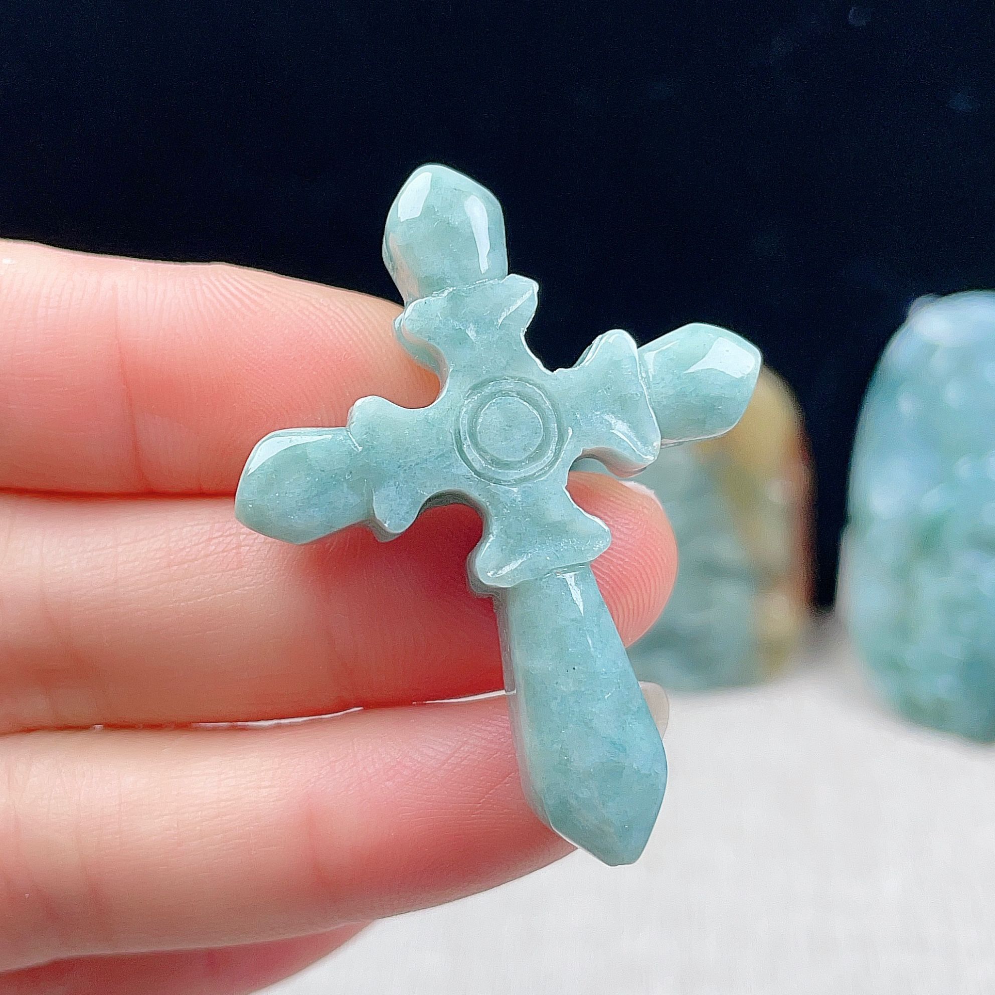 Myanmar Natural Jade Cross Pendant