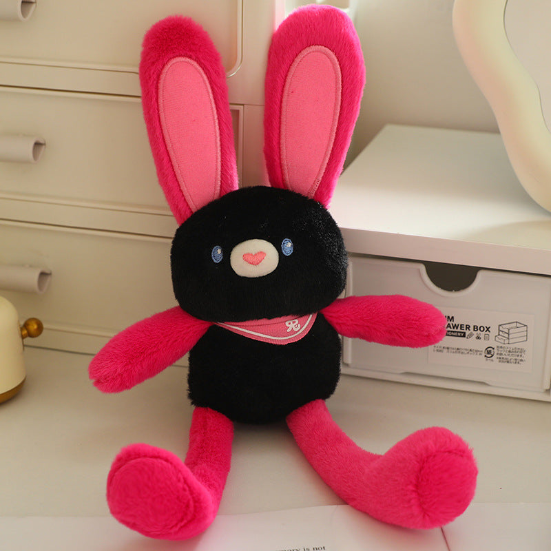 Dopamine Pull-String Rabbit Plush Keychain - Cute Bunny Plush Toy, Backpack Charm, and Heartfelt Gift