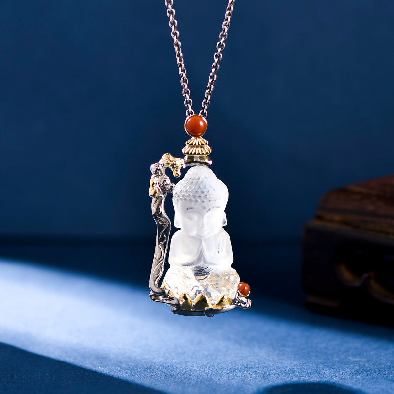 s925 silver crystal baby Buddha pendant