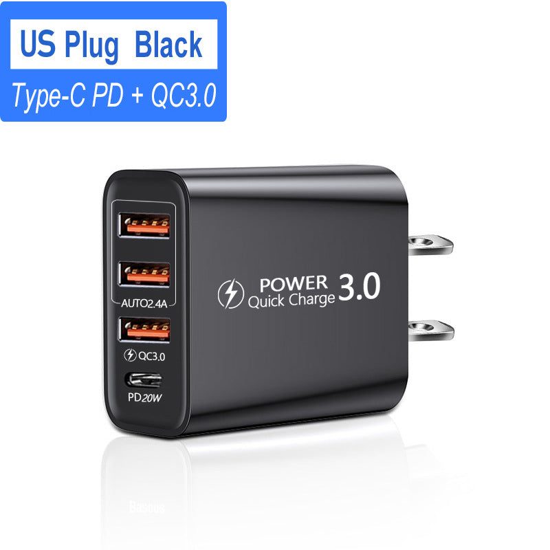 USB Power Adapter - 5V 3A Multi-Port USB Charger for US/EU Standards