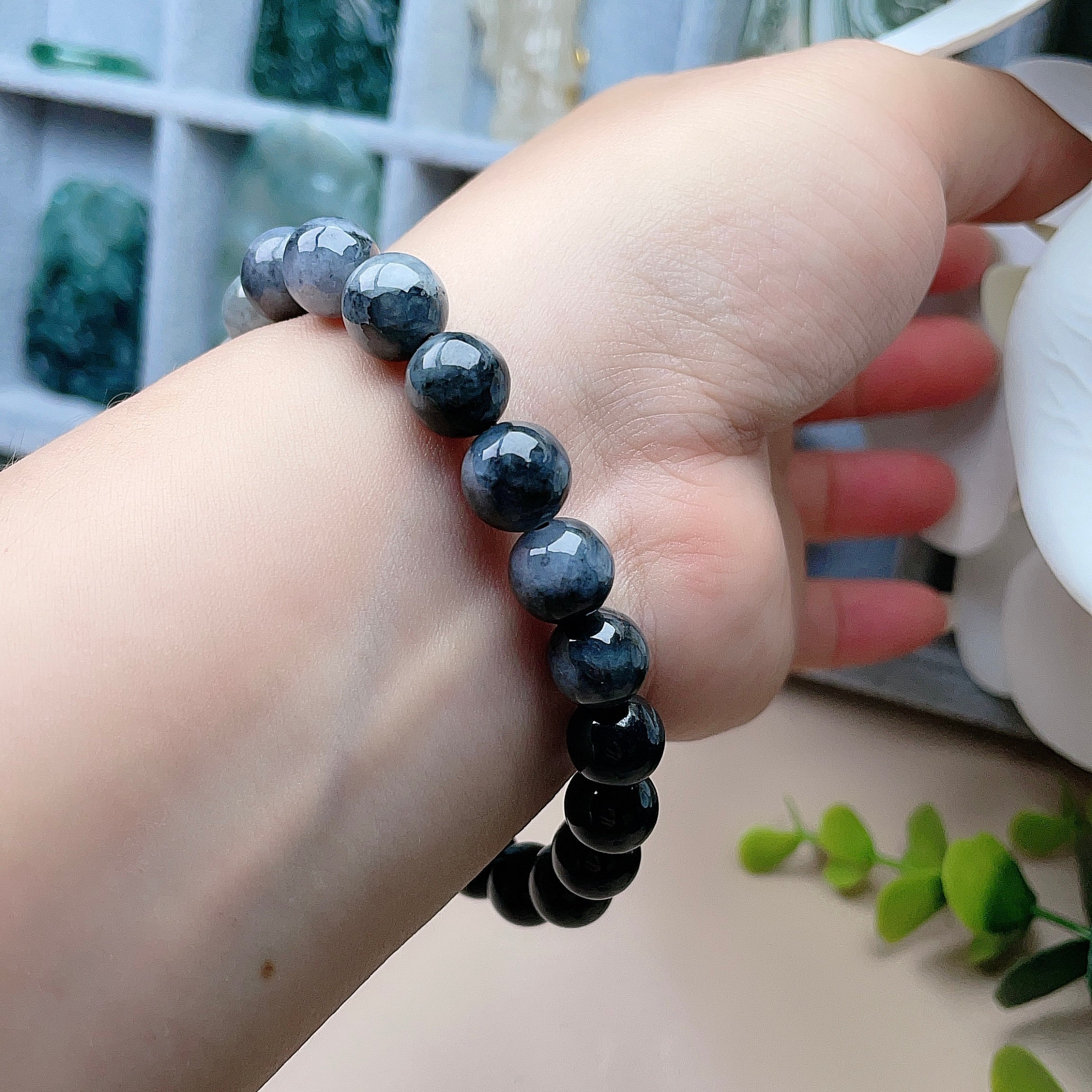 Natural Jade 9mm Black Jade Bracelet