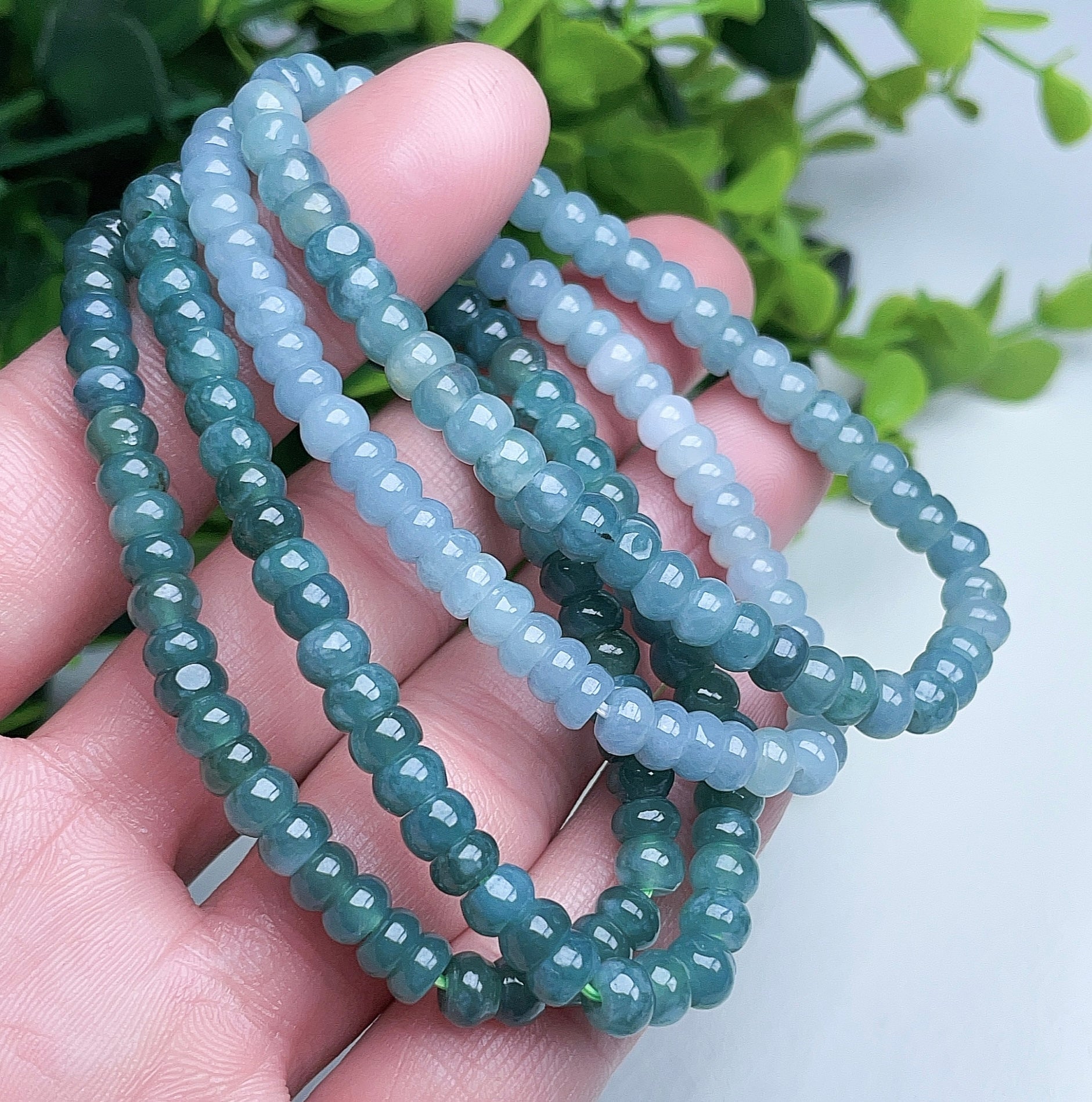 Natural Jade 5.5mm Abacus Bead Bracelet