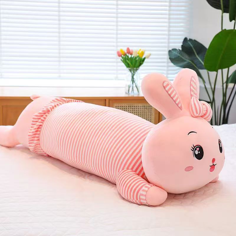 Long Body Bunny Plush Pillow - Large Hugging Doll for Bed - 5 Lengths and 6 Styles Available