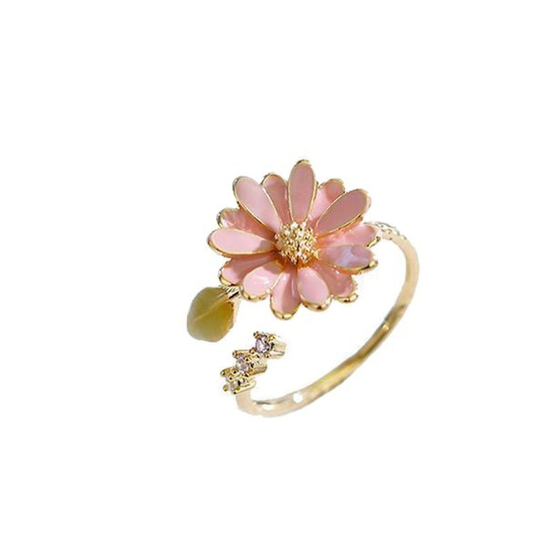 Colorful Enamel Daisy Open Ring