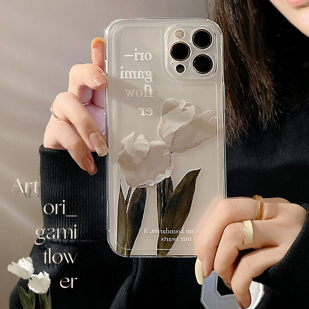 Small fresh transparent soft shell mobile phone case suitable for Apple series anti-fall fresh design