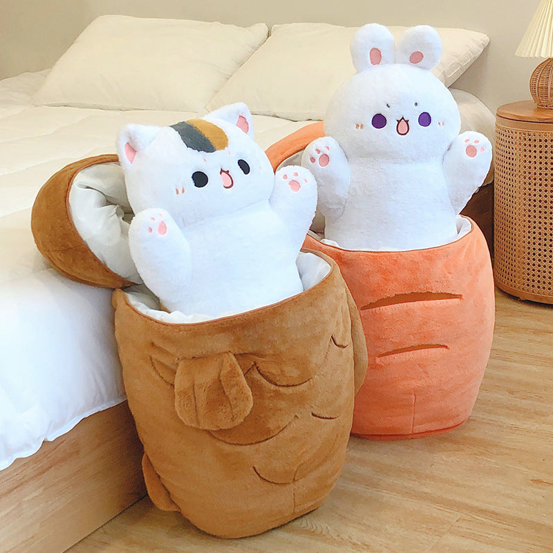 Taiyaki Plush Pillow - Cute Carrot Rabbit and Animal Plush Toy