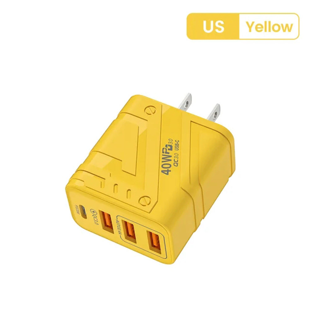 Mecha-Style Multi-Port Phone Charger - 5V 2A Adapter for Android & Apple Devices, EU/US/UK Plug