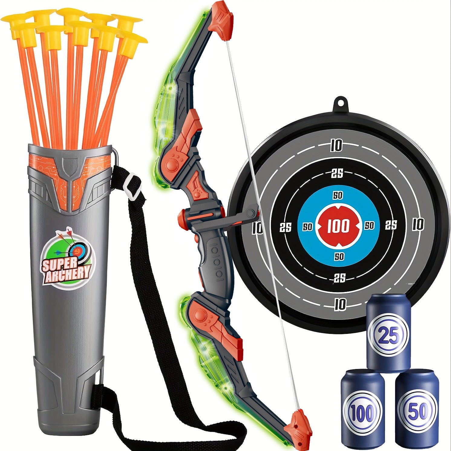 Children's Light-Up Archery Set - Sports Shooting Toy with Bow and Arrow for Boys