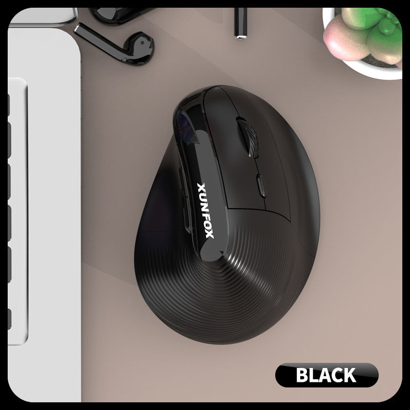 Shiny Silver Fox H5 Vertical Mouse - Rechargeable Wireless Bluetooth Dual-Mode Mouse for Business and Silent Office Use