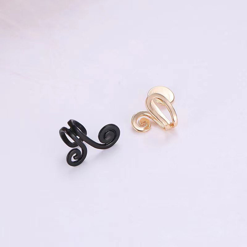 Personalized Minimalist Fashion Ear Cuffs - Black Mythical Wukong Flower Design Non-Pierced Ear Clamps