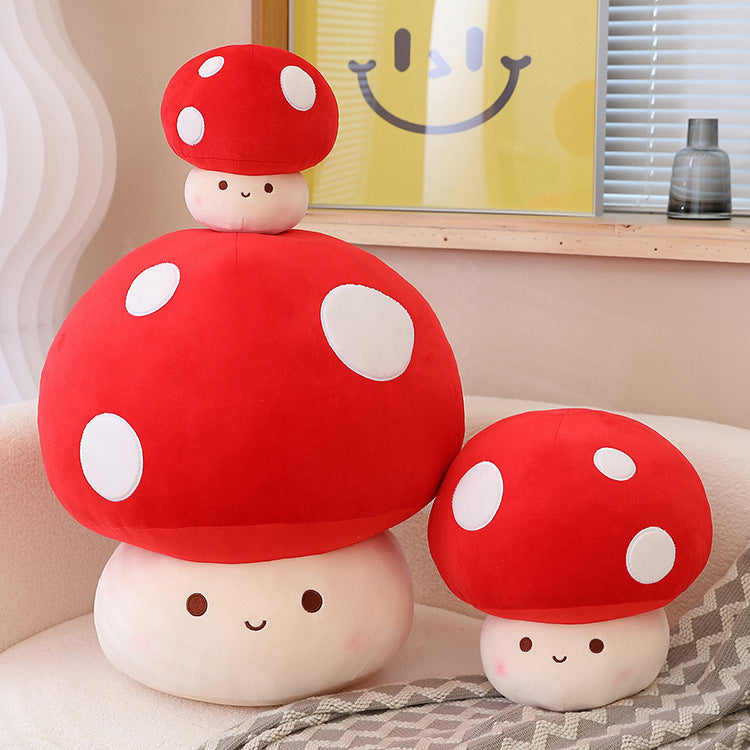 Cute Mushroom Plush Pillow - Soft Stuffed Doll for Girls - Cozy Hugging Toy and Birthday Gift