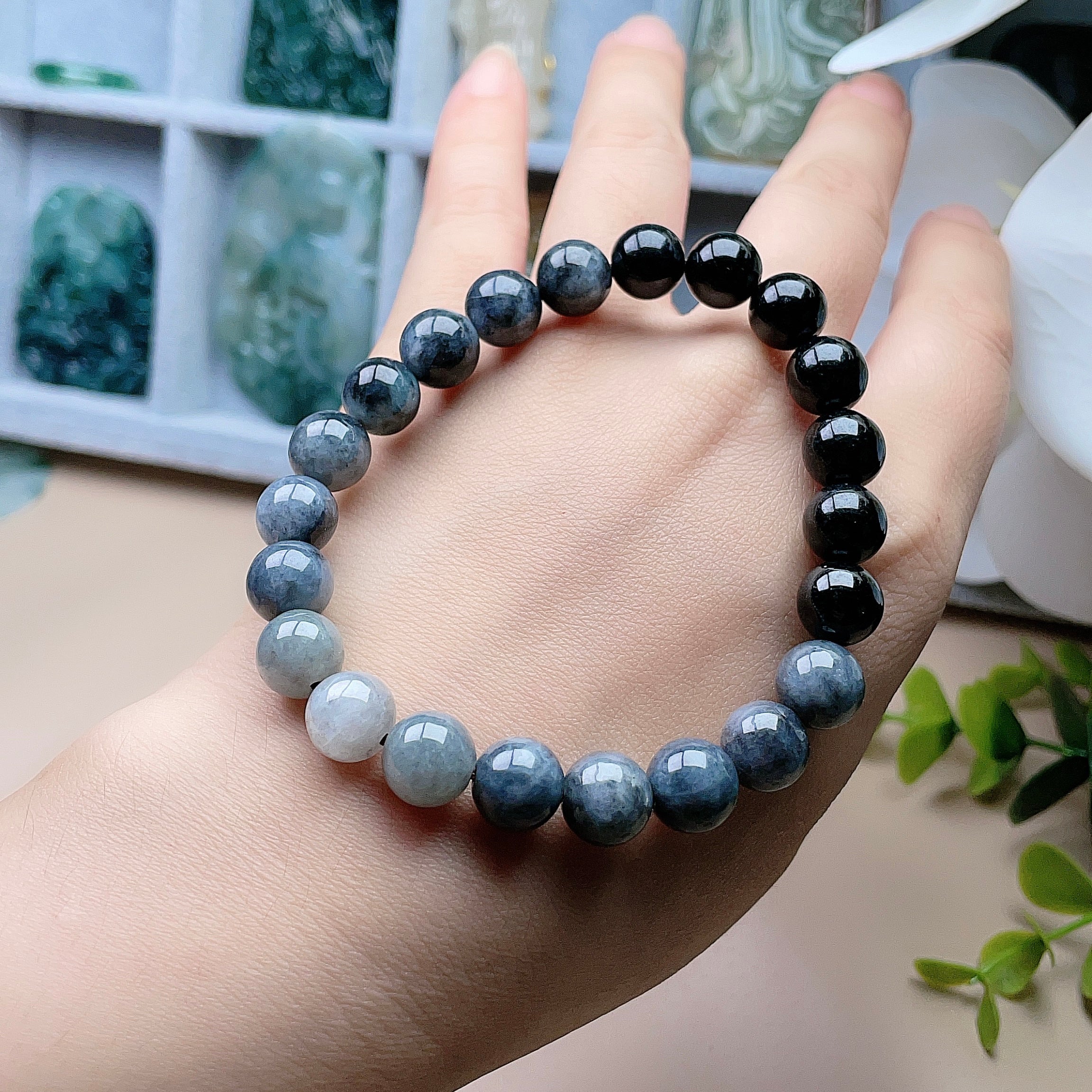 Natural Jade 9mm Black Jade Bracelet