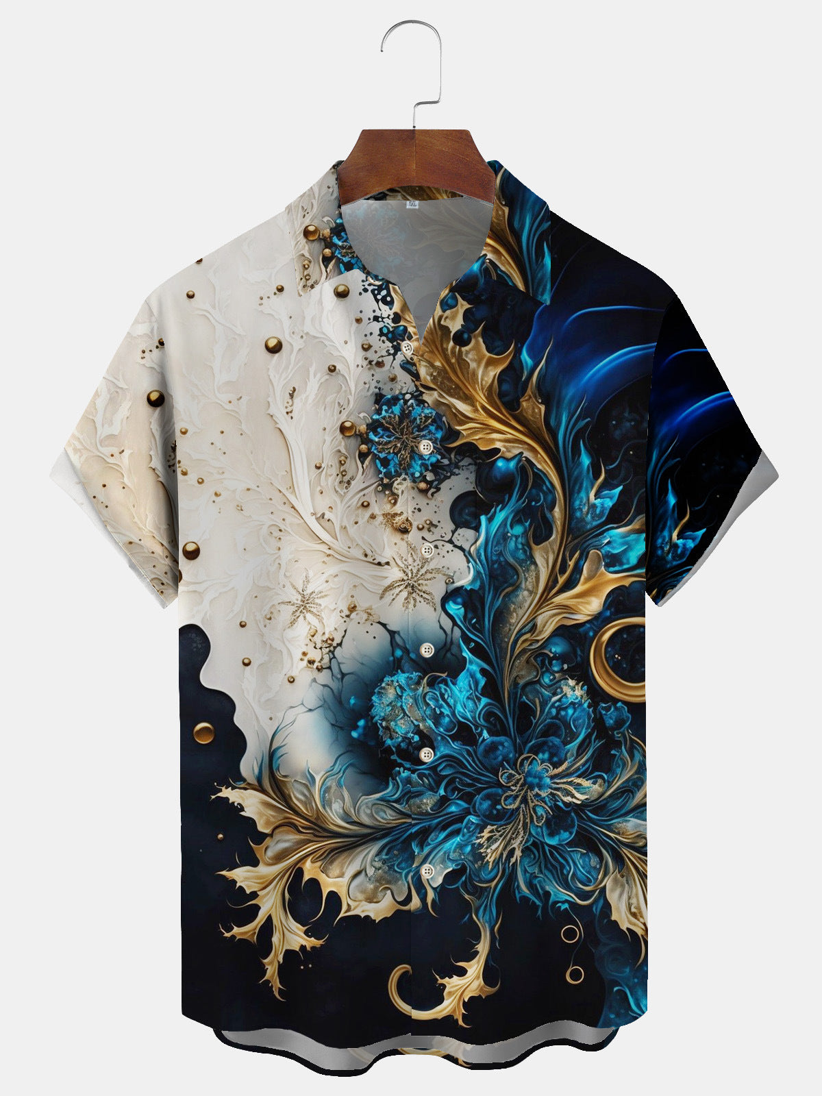 Spring New 3D Printed Hawaiian Short-Sleeve Shirt for Men