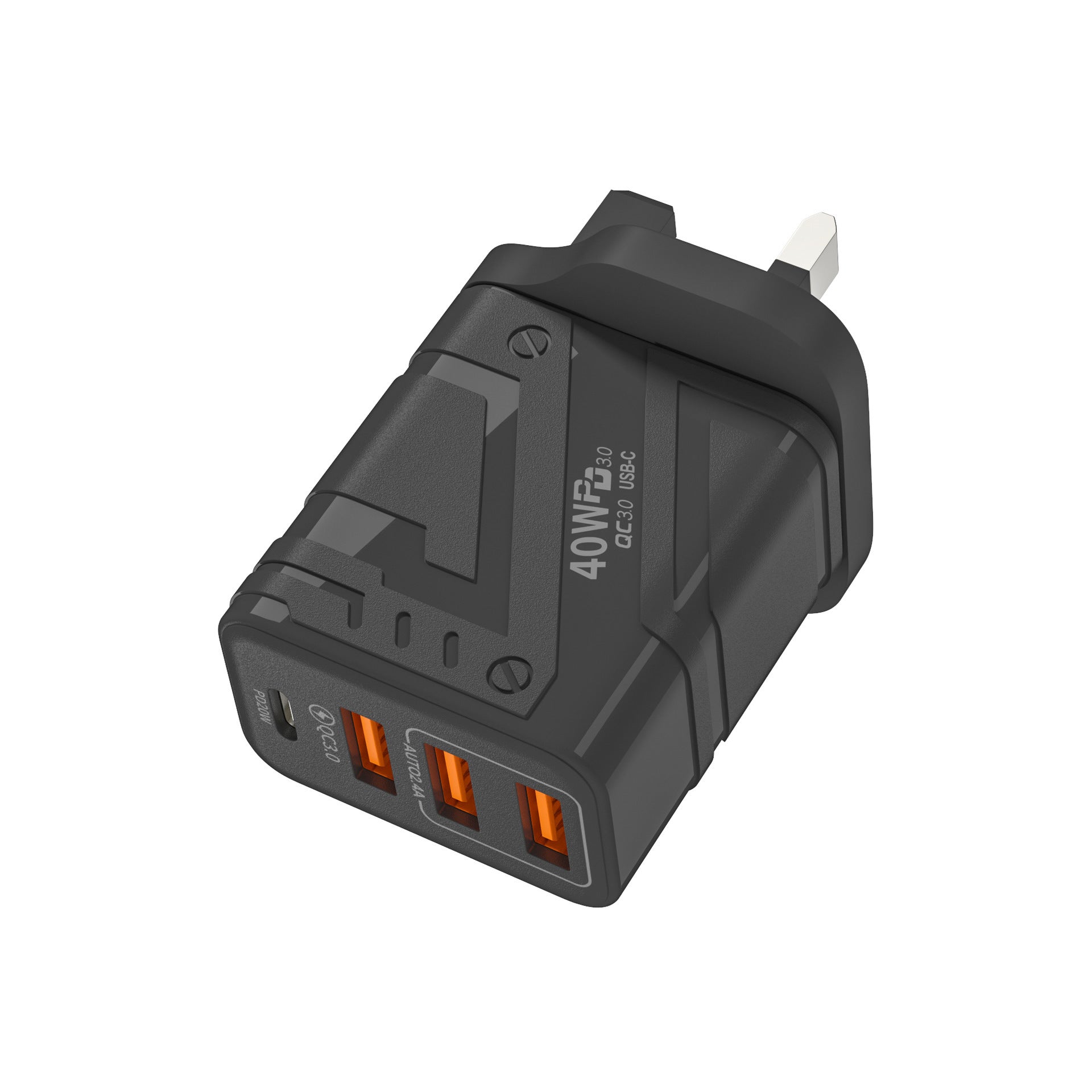 Mecha-Style Multi-Port Phone Charger - 5V 2A Adapter for Android & Apple Devices, EU/US/UK Plug