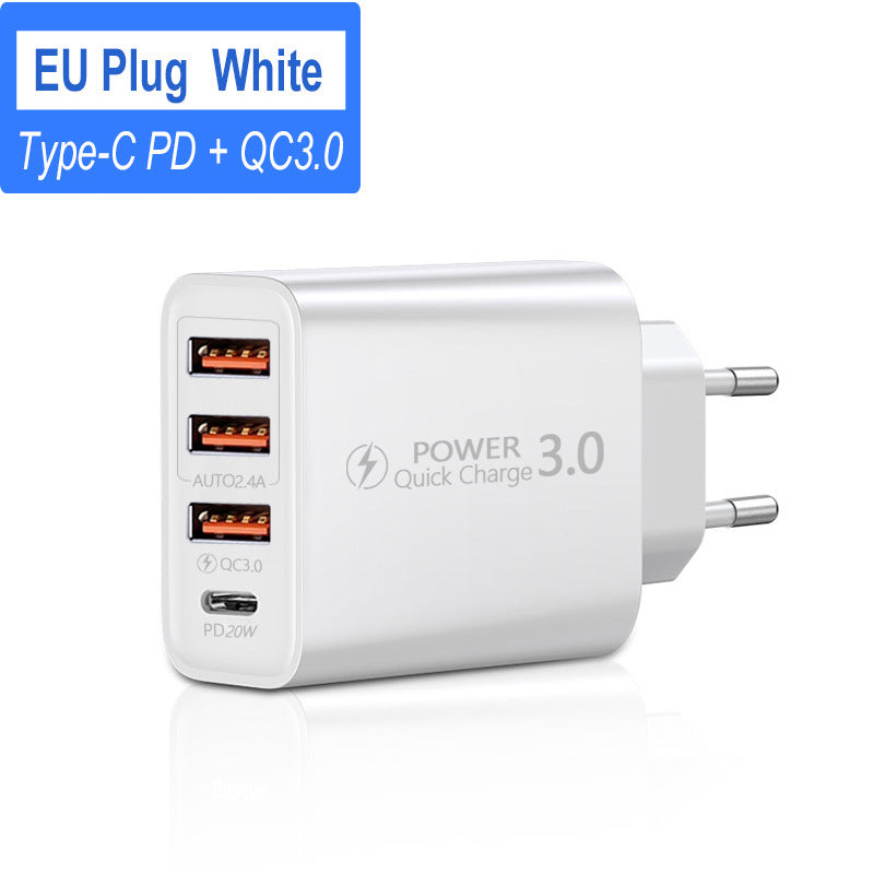 USB Power Adapter - 5V 3A Multi-Port USB Charger for US/EU Standards