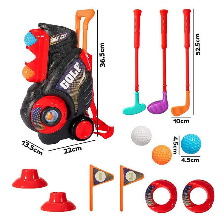 Children's Rolling Golf Bag Toy Set - Indoor/Outdoor Sports Kit for Interactive Play