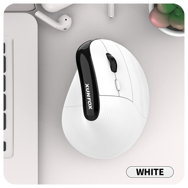 Shiny Silver Fox H5 Vertical Mouse - Rechargeable Wireless Bluetooth Dual-Mode Mouse for Business and Silent Office Use