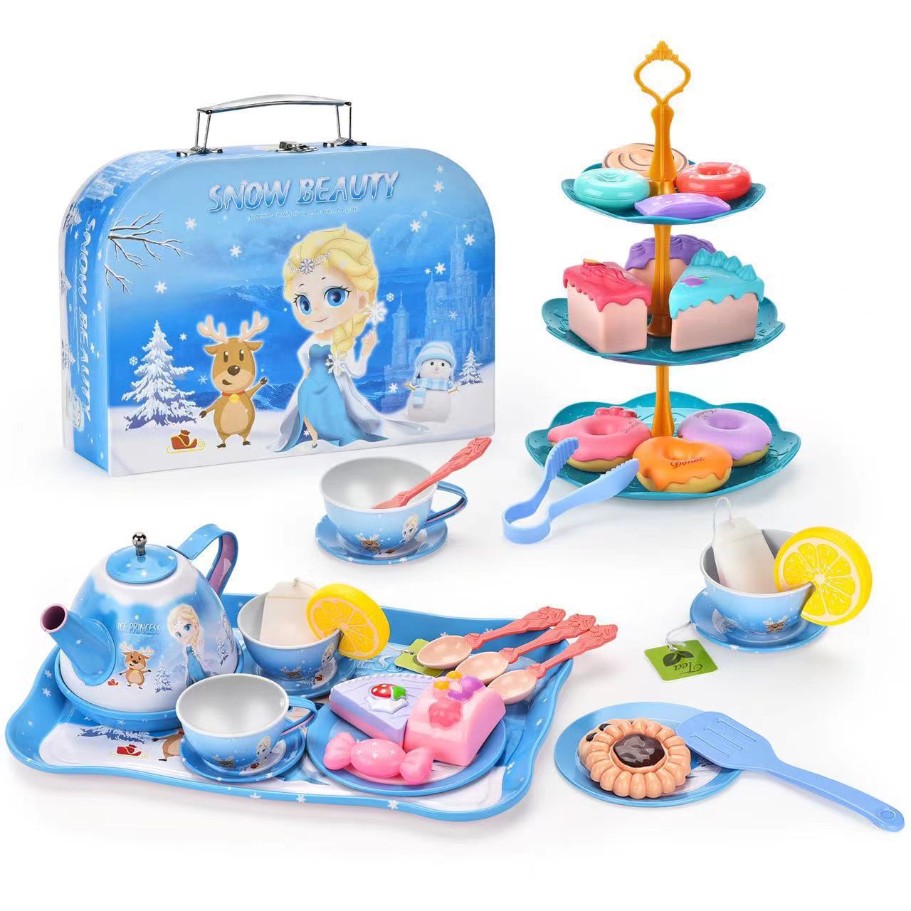 Royal Princess Afternoon Tea Set - Pretend Play Western Cake and Dessert Gift Box for Girls