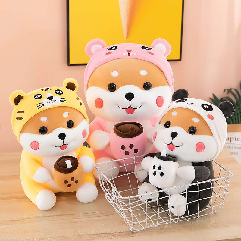 Milk tea dog Internet celebrity super cute plush toy transformed into a dog doll creative Shiba Inu scissors machine doll