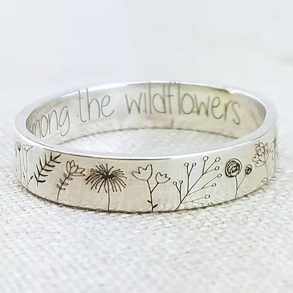 You Belong Among the Wildflowers" Dandelion Garden Ring