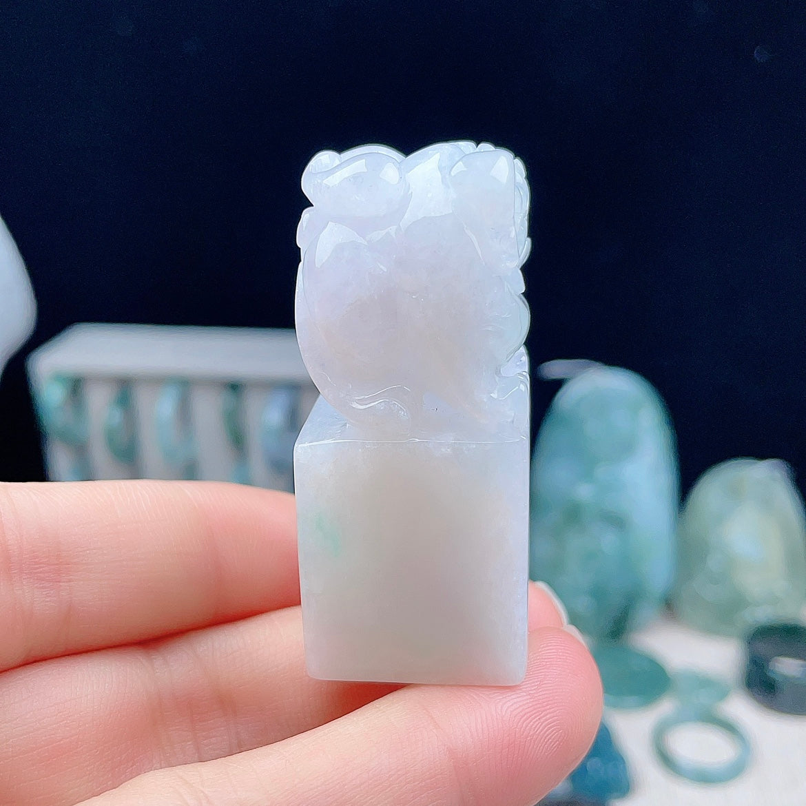 Myanmar natural jadeite Pixiu seal