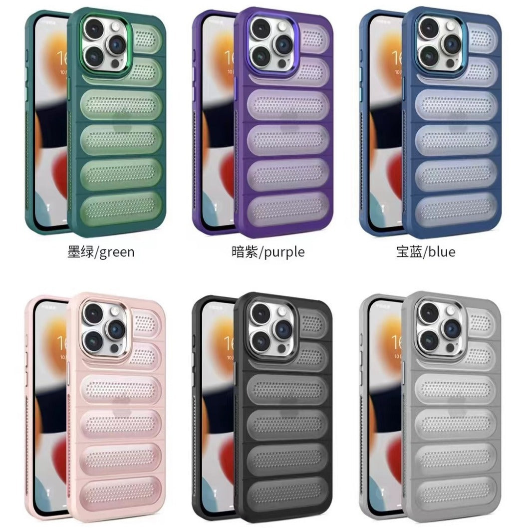 Suitable for Apple series frosted mesh breathable metal lens mobile phone protective case