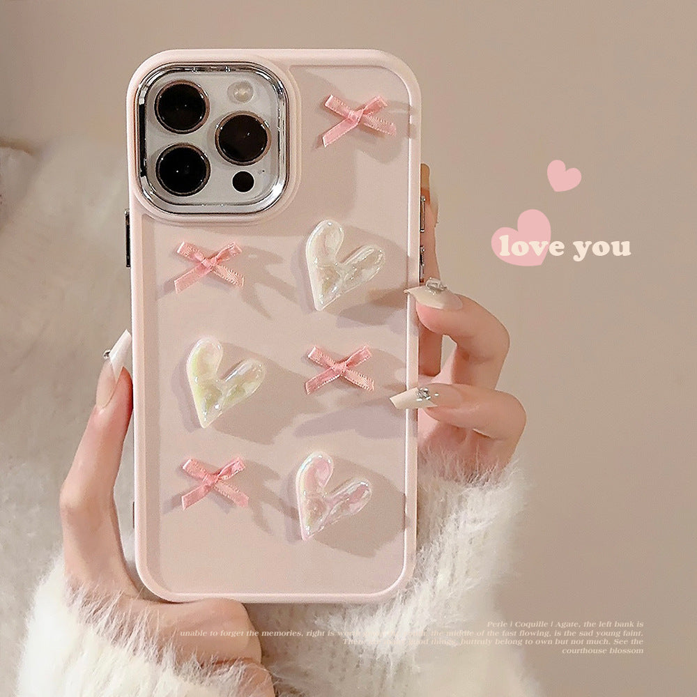 Pink love bow mobile phone case 3D design suitable for Apple series