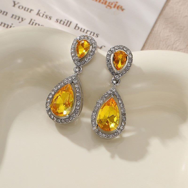 Elegant Fashion Drop Zircon Earrings - High-End Boutique Style, Perfect for Wedding and Formal Attire