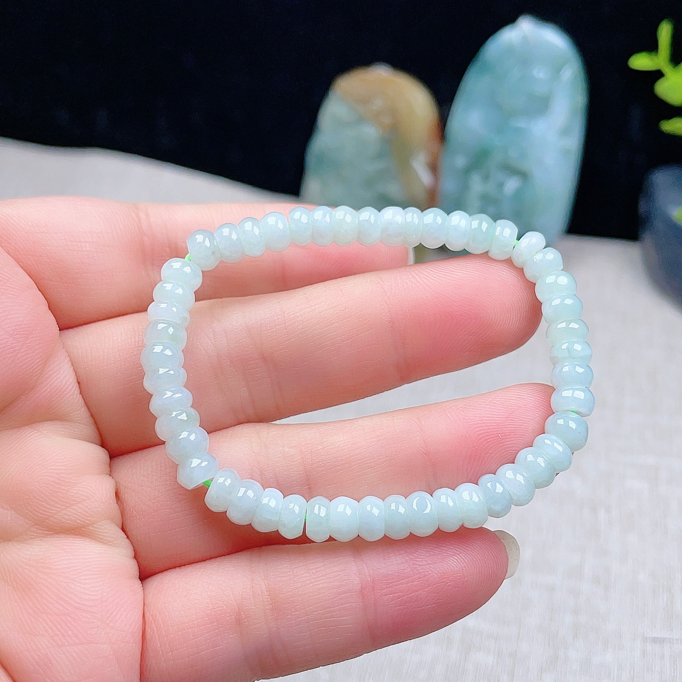 Natural Jade 5.5mm Abacus Bead Bracelet