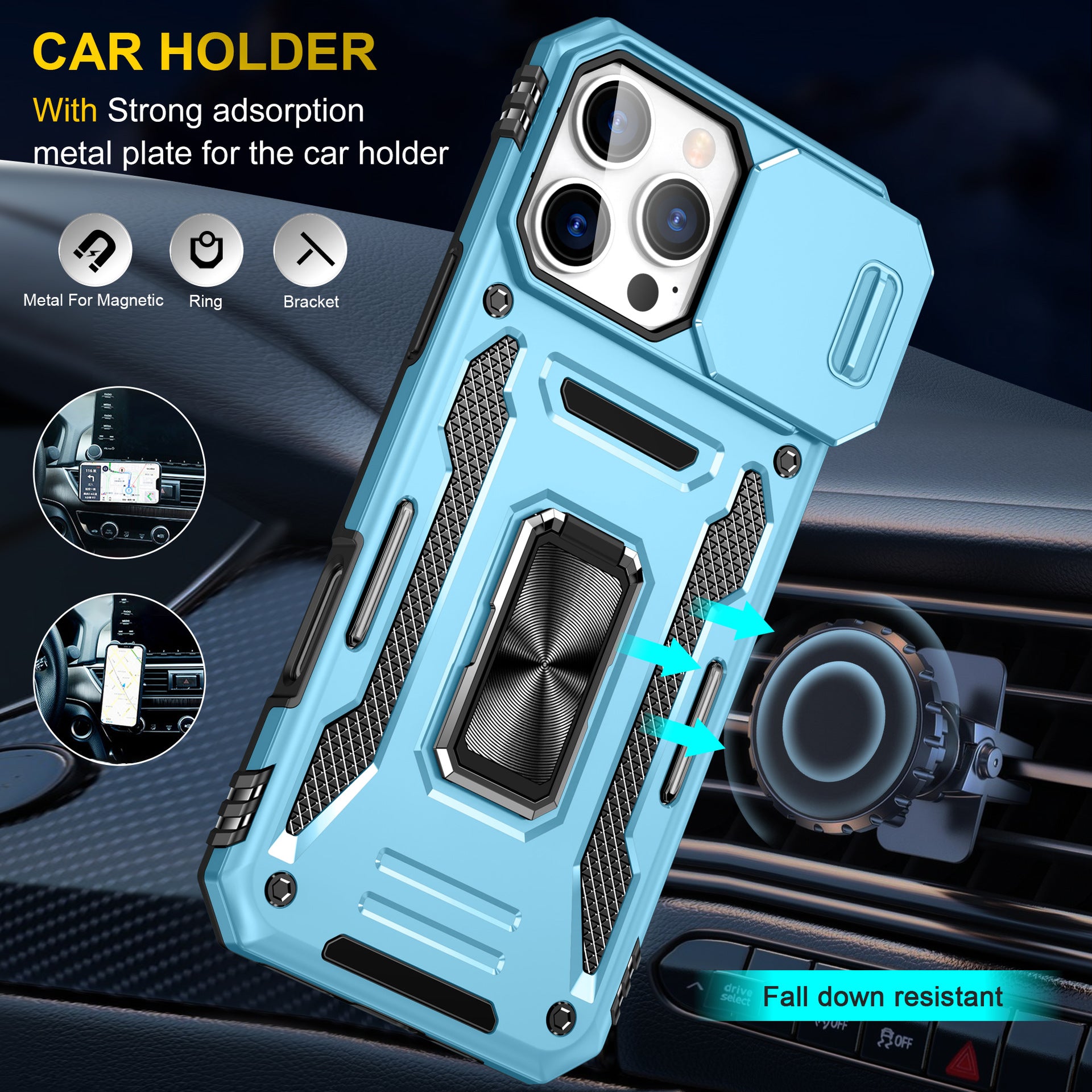 Applicable to Apple series mobile phone case bracket anti-fall push window magnetic ring mobile phone protective cover