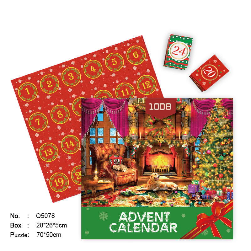 Christmas Countdown 24-Day Puzzle Advent Calendar - 1008-Piece Creative Paper Puzzle Toy, Blind Box Gift for Kids