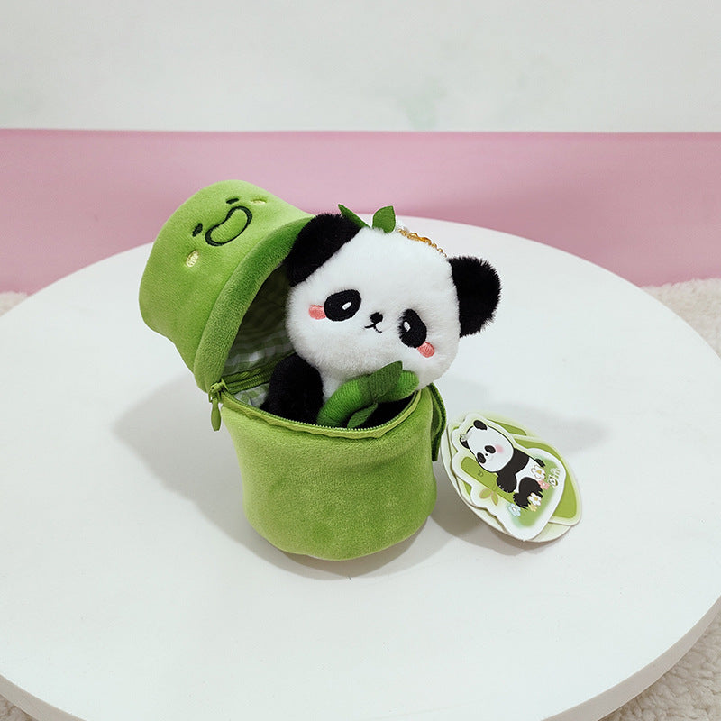 Bamboo Tube Panda Plush Toy - Adorable Panda Stuffed Animal and Pillow Gift