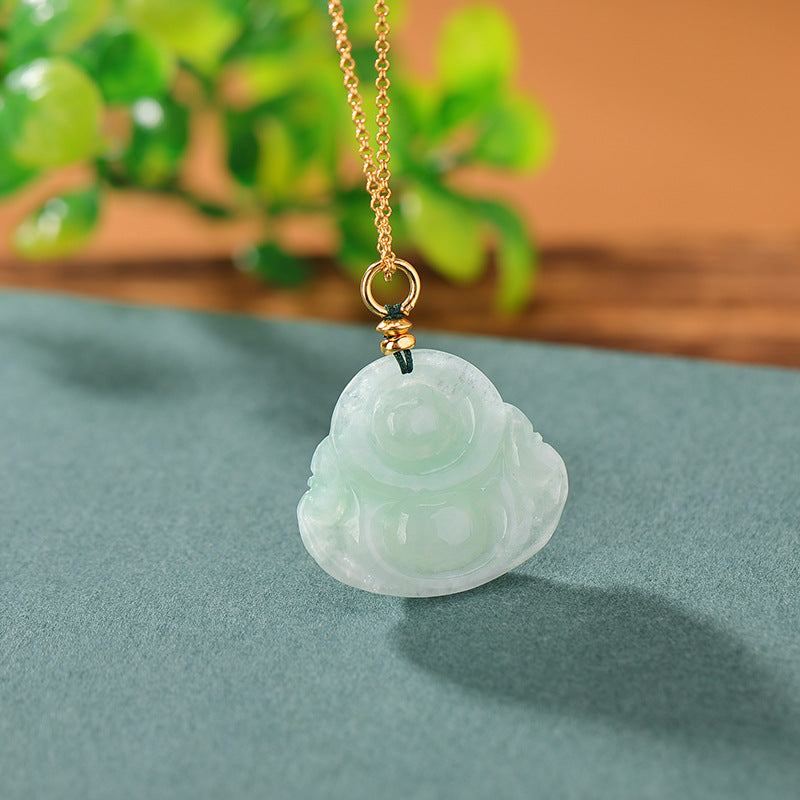 925 Sterling Silver Gold-plated Jade Maitreya Necklace