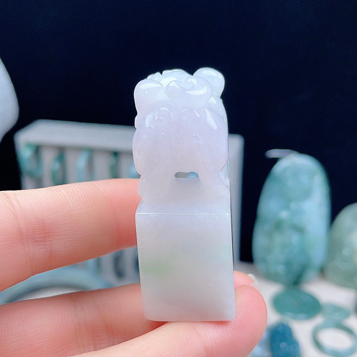 Myanmar natural jadeite Pixiu seal