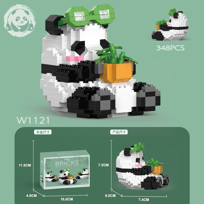 Mini Panda Building Blocks - Flower-Themed Educational Toy with Tiny Pieces, Ideal Gift for Creative Play