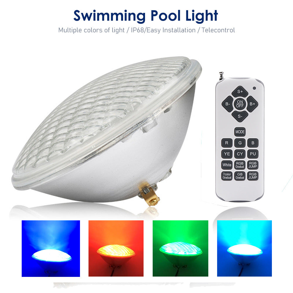 LED Pool Light - 18W Par56 RGB Pool Lamp with Remote Control, 12V AC/DC IP68 Waterproof Underwater Spotlight