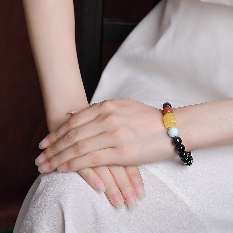 Nanhong Hetian Black Jade Fengshui Pixiu Bracelet