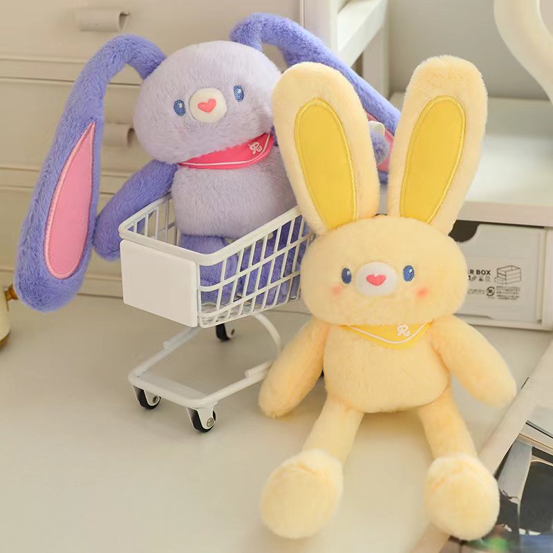 Dopamine Pull-String Rabbit Plush Keychain - Cute Bunny Plush Toy, Backpack Charm, and Heartfelt Gift