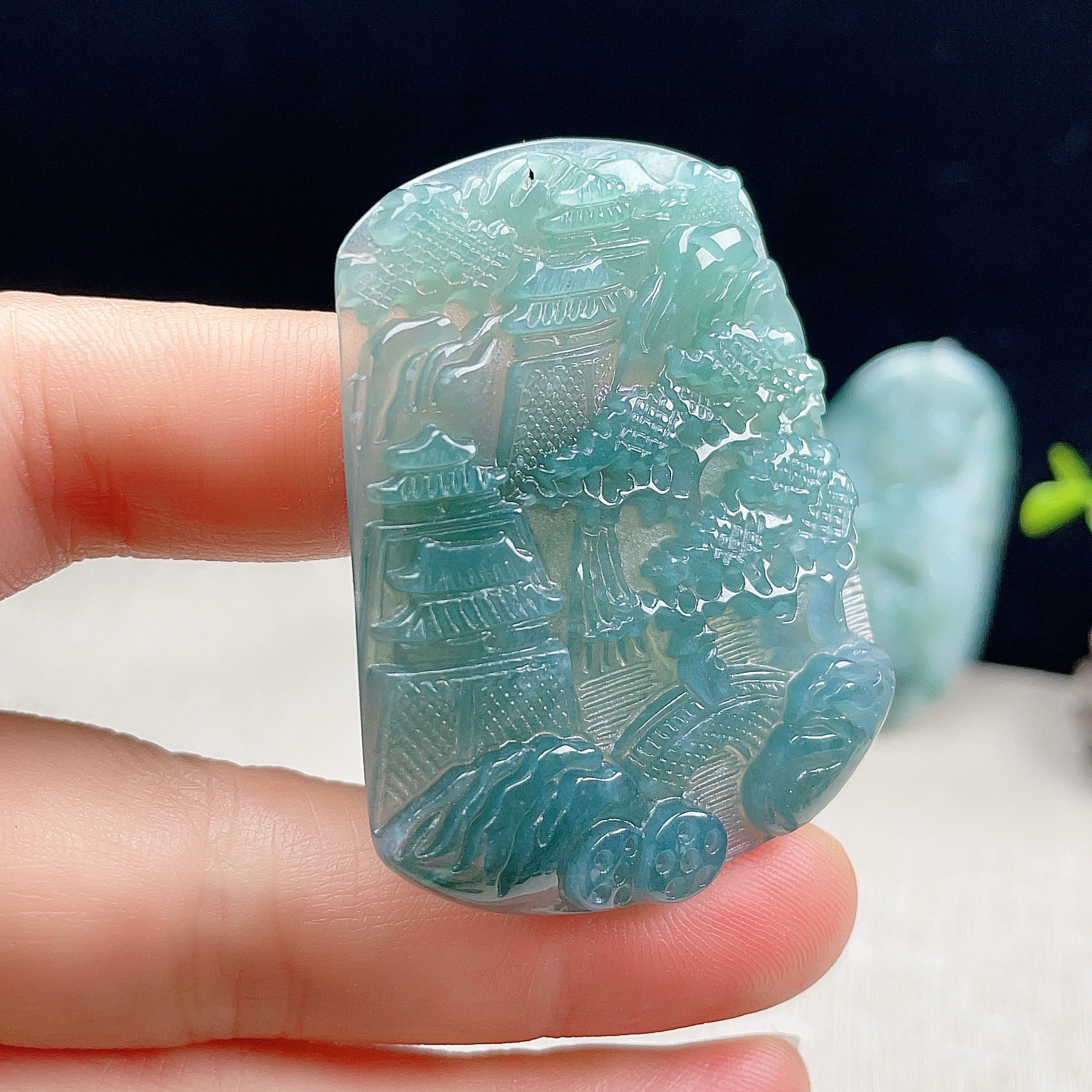 Myanmar Natural Jade Landscape Pendant