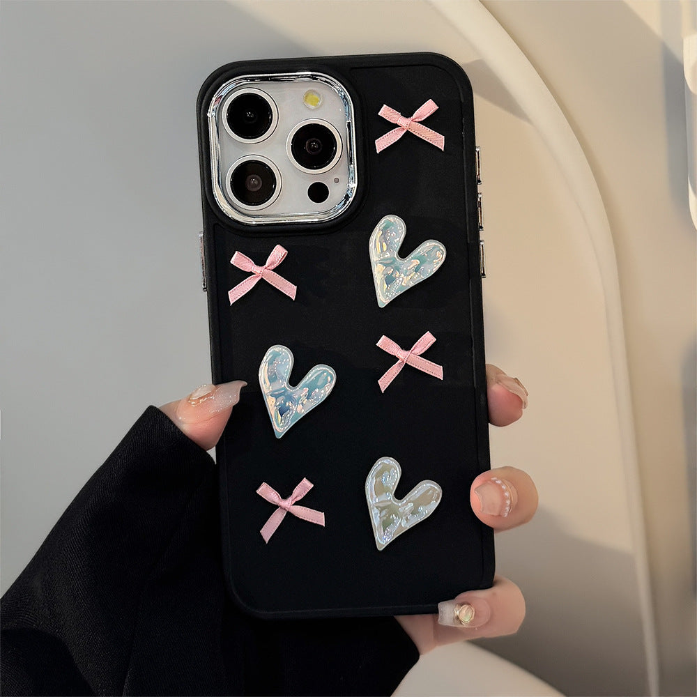 Pink love bow mobile phone case 3D design suitable for Apple series