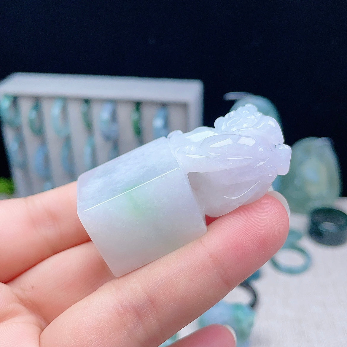 Myanmar natural jadeite Pixiu seal