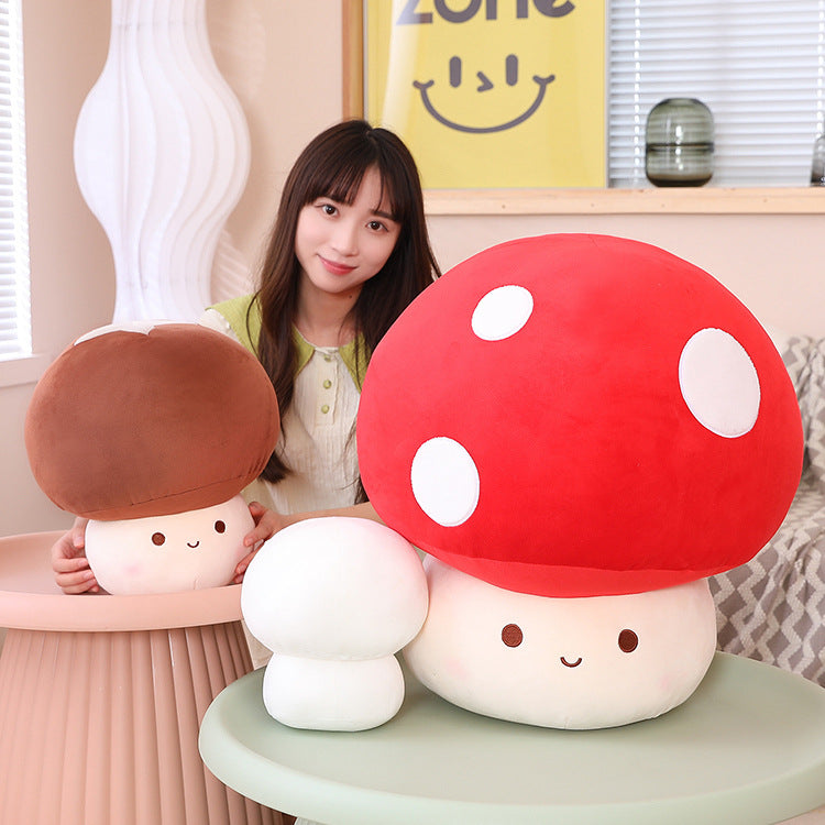 Cute Mushroom Plush Pillow - Soft Stuffed Doll for Girls - Cozy Hugging Toy and Birthday Gift