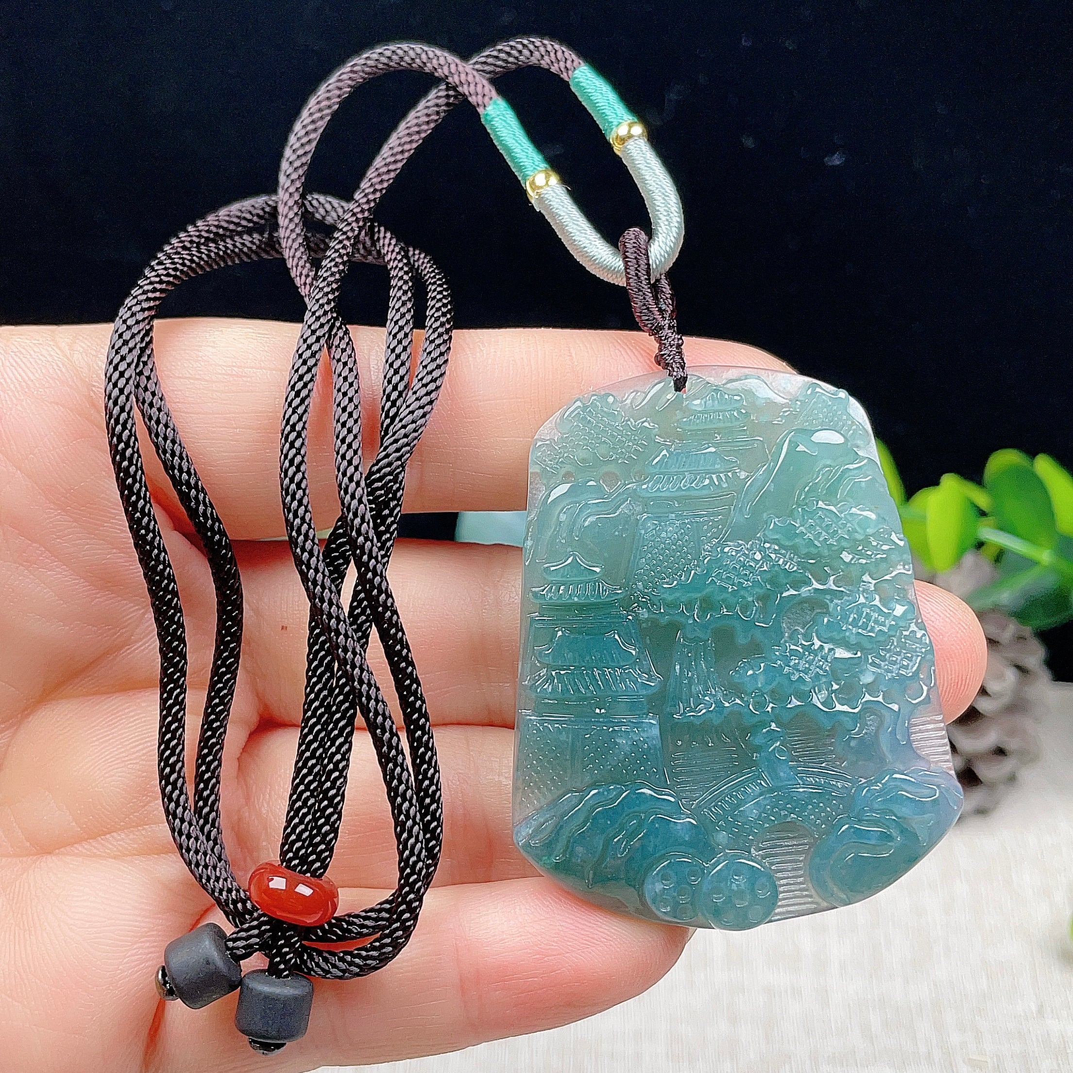 Myanmar Natural Jade Landscape Pendant