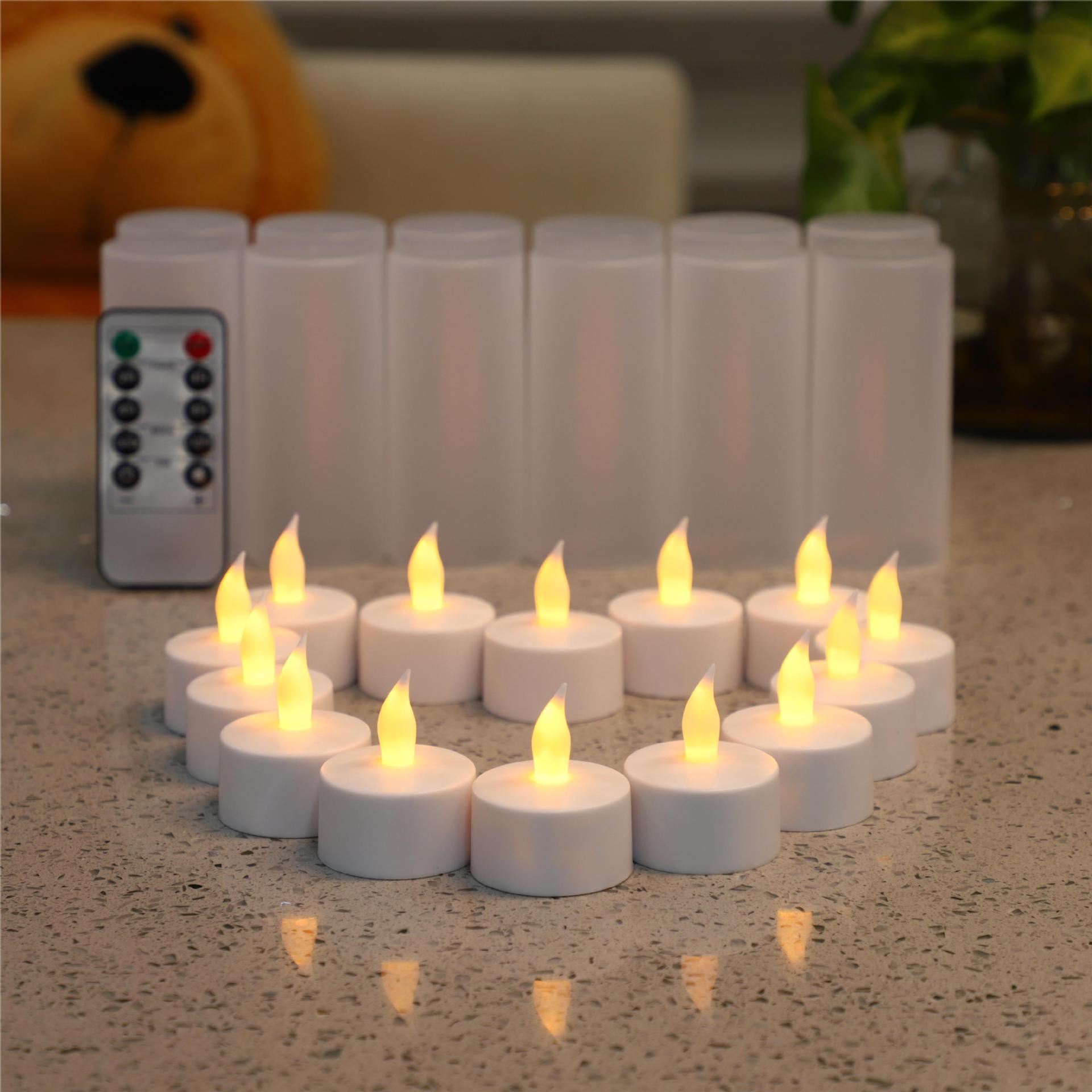 Rechargeable LED Candle Lights - 12-Piece Set for Birthday Gifts and Ambiance Decoration, Flameless Tea Lights